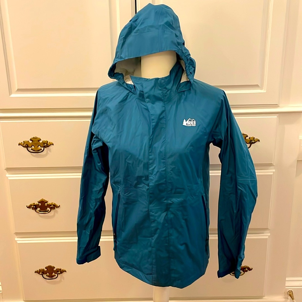 REI co-op blue rain shell kids Large 14-6